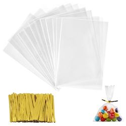 Carehabi 200 Pièces Sac Plastique Tansparent OPP Pochette Sachet d'emballage Cellophane Biscuit Bonbons Chocolats Perles Bijoux Cadeau (12 * 17cm)