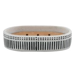 Spirella Porte Savon Polyrésine & Bambou Yuma Noir & Blanc