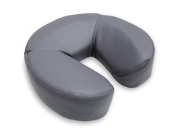 QUIRUMED WELLCORE Gezichtskussen voor massage, 25 x 26 x 6 cm, kunstleer, afneembare overtrek, schuimvulling, met klittenbandsluiting, ergonomische hoefijzervorm, voor massagestoel, zilver