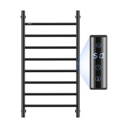 VEVOR Radiateur Sèche-Serviettes Électrique 8 Barres, Porte-Serviettes Chauffant Mural, Chauffe-Serviettes à Température Réglable, Étanche IPX5, avec Minuterie et Écran LED, Salle de Bain, Noir