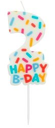 Folat 24112 Taartkaars Cozy Sprinkles cijfer/cijfer 2-7 cm verjaardagskaarsen voor verjaardag, verjaardagsdecoratie, voor kinderfeesten, bruiloften, bedrijfsfeesten, jubilea, meerkleurig, 7 cm
