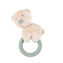 Nattou Grzechotka do przytulania z poliestru z silikonowym gryzakiem, niedźwiedź Jules, ok. 15 cm, Romeo, Jules i Sally, beżowy