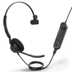 Jabra Engage 50 II bedrade mono headset met Link Call Control, noise cancelling 3-microfoontechnologie en USB-C kabel - werkt met alle Unified Communications-platforms zoals Zoom & Unify - zwart