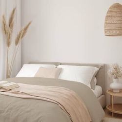 BELUM | Duvet Cover 100% Combed Cotton Sateen 300 Thread Count, Oeko-Tex Certified, Bed: 140 x 200 cm, Colour: Beige