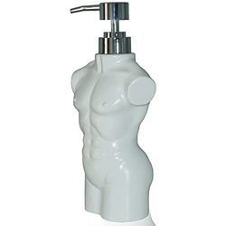 Caahanjia Distributeur de Savon Liquide Rechargeable en céramique en Forme de garçon pour Salle de Bain, Cuisine, 350 ML (Blanc)
