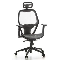 hjh OFFICE 653040 Cadeira de escritório Air Port tecido de malha cinzento, cadeira giratória, ergonómica, apoio de braço dobrável, apoio de cabeça, suporte lombar