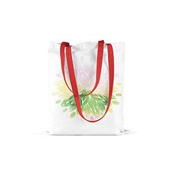 Bonamaison Printed Tote Bag, Reusable Grocery Bag, Shopping Bag, Machine Washable, Foldable, Canvas Cloth Bag with Red Handles, Size: 34x40 Cm