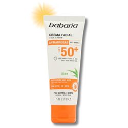 Babaria - Crema Solar Facial 50 | Protector Solar Facial 50 Aloe | Crema Hidratante con Protección Solar 50 | SPF de Cara