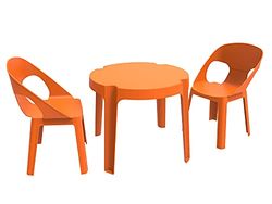 RESOL Rita Conjunto Mesa Infantil con Sillas | 2 Sillas Niños y 1 Mesa de Plástico | Apilables y de Muy Fácil Limpieza y Mantenimiento | Set Rita - Color Naranja