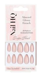 Nail HQ Almond Glossy French Nails (24 Pieces)