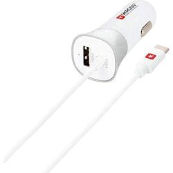 SKROSS USB Car Charger with USB Type-C Connector (2.0) - Fast Charging, Dual Port for Simultaneous Charging, Swiss-Engineered for Reliable Power On-the-Go (White)