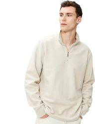 Koton Heren Half Zipper Detail High Neck Textured Sweater, beige (050), L