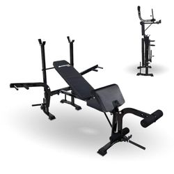 Mobiclinic® Fitness, Banco de musculación Multifuncional, Pressfit, Ajustable, Plegable, Acero, Soporta hasta 250 kg, Soporte para Barras, Ideal Ejercicios Fuerza en casa