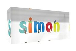 Little Helper recuerdo decorativo de acrílico transparente pulido como diamante estilo illustratif pintado con el nombre de joven niño Simon 5 x 21 x 2 cm gran