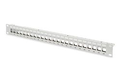 DIGITUS Panel de conexión (Patch panel) - Modular - Para módulos Keystone - 19 pulgadas - 24 puertos - Blindado - Montaje en bastidor 1U - V1 - Gris