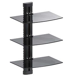 Maclean MC-664 - Suporte de parede para leitores de DVD e receptores de satélite (3 prateleiras), cor preta