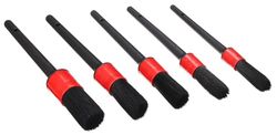 SIXTOL CAR Detailing Brush 5 Soft | Set med mjuka precisionsborstar för bilrengöring | 5 delar | universalborstar | olika storlekar | röda mjuka borst | interiör och detaljer