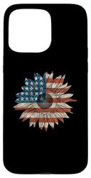 Bandiera USA come pianta da giardino di girasole Custodia per iPhone 15 Pro Max