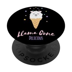 Cono de llama - Lindos y divertidos amantes de los dulces helados PopSockets PopGrip Adhesivo