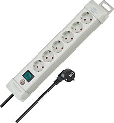 Brennenstuhl Extensão de tomadas premium com 6 tomadas de energia (cabo de 3 m, com interruptor, montável, fabricado na Alemanha) cinzento