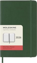 Moleskine Daily Planner, Daily Agenda 2026 12 Months, With Soft Cover and Elastic Closure, Pocket Size 9x14, Green Color