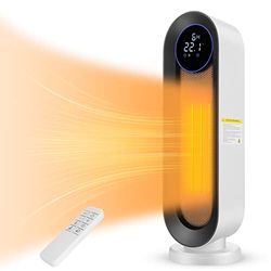 Ventilatorkachel, keramische ventilatorkachel, 2000 W, 3 modi, thermostaat, ventilatorkachel, 12-uurs timer, kantelbeveiliging, 100 graden oscillatie, ruimteverwarming voor thuis en op kantoor, wit,
