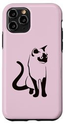 Carcasa para iPhone 11 Pro Arte minimalista de contorno negro tradicional de gato tailandés