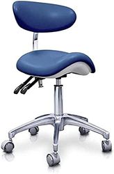 QUIRUMED Pony hydraulische kruk Elite, marineblauw, multidisciplinar, roestvrij staal, kunstleer, ergonomische rugleuning, polyurethaan bekleding, in hoogte verstelbaar