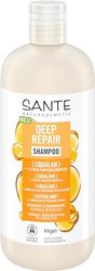 SANTE Naturkosmetik Deep Repair Shampoo Squalan 3-faldigt proteinkomplex, veganskt vårdschampo för smidigt och glänsande hår, reparerar torrt, skadat hår, 500 ml