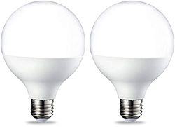 Amazon Basics Lâmpada LED E27, G93, estilo globo, com rosca Edison, 14,5 W (equivalente a 100 W), brilhante e quente, não regulável, embalagem de 2, CRI80