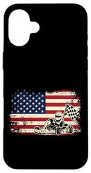 Go Kart Racing American Flag Vintage Case for iPhone 16 Plus