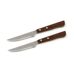 Nirosta Facas de carne, cabo POM, aço inoxidável, preto e inoxidável, 2 unidades - s