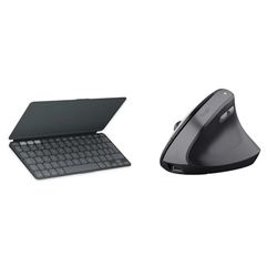 Logitech Keys-To-Go 2 Portable & Trust Yuno Wireless Ergonomic Mouse, Rechargeable