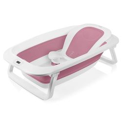 LIONELO BABYBUBBLE Składana Wanienka z Termometrem Dla Niemowląt z Leżaczkiem, Wiek 0-3 lata, Siedzisko Do Kąpieli, Przenośna Silikonowa Podróżna, Odpływ, Antypoślizgowa Stabilna