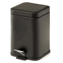 Gedy | Argenta Cesta de baño cuadrada de acero inoxidable, acabado negro, capacidad 3 litros, dimensiones 16, 5 x 21,5 x 25 cm y peso 0,76 kg