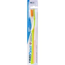 Fimodent Brosse à dents Soft avec système de protection des gencives et des dents - Équipée de poils 3980 UltraX de dureté souple, doux pour les gencives et l'émail - Couleur Vert Orange