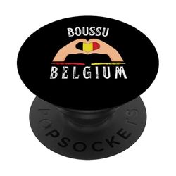 Belgium Flag Heart Boussu City PopSockets PopGrip Adhesivo