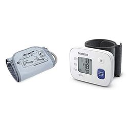 OMRON 9513256-6 Manguito mediano para monitores de presión arterial de brazo OMRON, 22-32 cm & OMRON Tensiómetro automático de muñeca RS1 para uso doméstico o de viaje