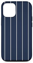 Aesthetic Navy Blue and White Pinstripe Vertical Lines Case for iPhone 12/12 Pro