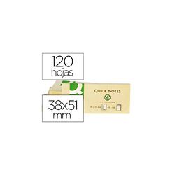 Q-Connect Bloc De Notas Adhesivas Quita Y Pon 38X51 Mm Papel Reciclado Amarillo Con 120 Hojas