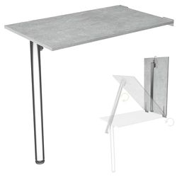 Wandklaptafel met tafelpoot Bureaublad 80x50 cm in beton Inklapbare eettafel Keukentafel voor aan de muur Stevige bartafel Wandtafel inklapbaar voor wandmontage op kantoor Keuken