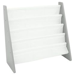 Humble Crew Prateleira infantil para livros com 4 níveis, estante para crianças, estante para livros, cinzento / branco