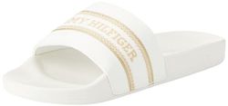 Tommy Hilfiger Chanclas Mujer Hilfiger Poolslide With Webbing Zapatillas de baño, Weiß (Blanco), 37