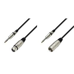 Adam Hall Cables K3BFV0300 - Cable para micrófono XLR a jack (6.3 mm, estéreo, macho/hembra, 3 m) & Ah Cables K4 MFP 0300 - Cable de micrófono (conector XLR macho a conector jack 6,3 mm mono, 3 m)