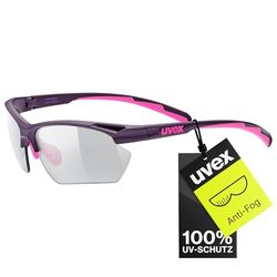 uvex sportstyle 802 V small - sportglasögon för dam och herr - självtonande - imskydd - purple pink/smoke - one size