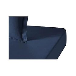 Organic Cotton Fitted Sheet (Navy Blue, 160_x_200_cm)
