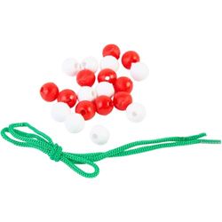 Dohe Educa - Juego de Ensartar Bolas para Niños - 10 Bolas Blancas, 10 Bolas Rojas y Cuerda Verde - Método Montessori - Material Escolar y Educativo