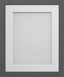 Frame Company Allington Grey 12x10 with White Mount for 8x6 inch, Fitted with Glass