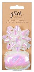 Iridescent White Bow and Curling Ribbon Multipack for Gift Wrapping, White Curling Ribbon and Bow Pack Wrapping, Arts and Crafts Curling Ribbon and Bow Iridescent White