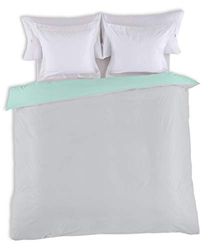 FUNDA NORDICA reversible aqua-crema - Cama de 180/200 (1 pieza) - 50% algodón / 50% poliéster - 144 hilos. Gramage: 115